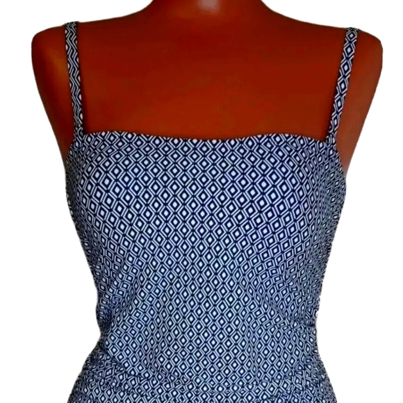 DKNY One piece Swimsuit Black White Diamond Stretchy Woman Med Strapless New - Picture 5 of 12